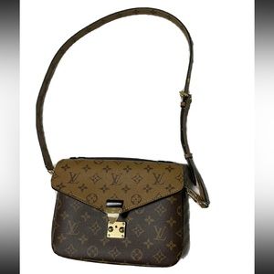 Louis Vuitton Pochette Metis Shoulder Bag Brown Leather Monogram Reverse Coated